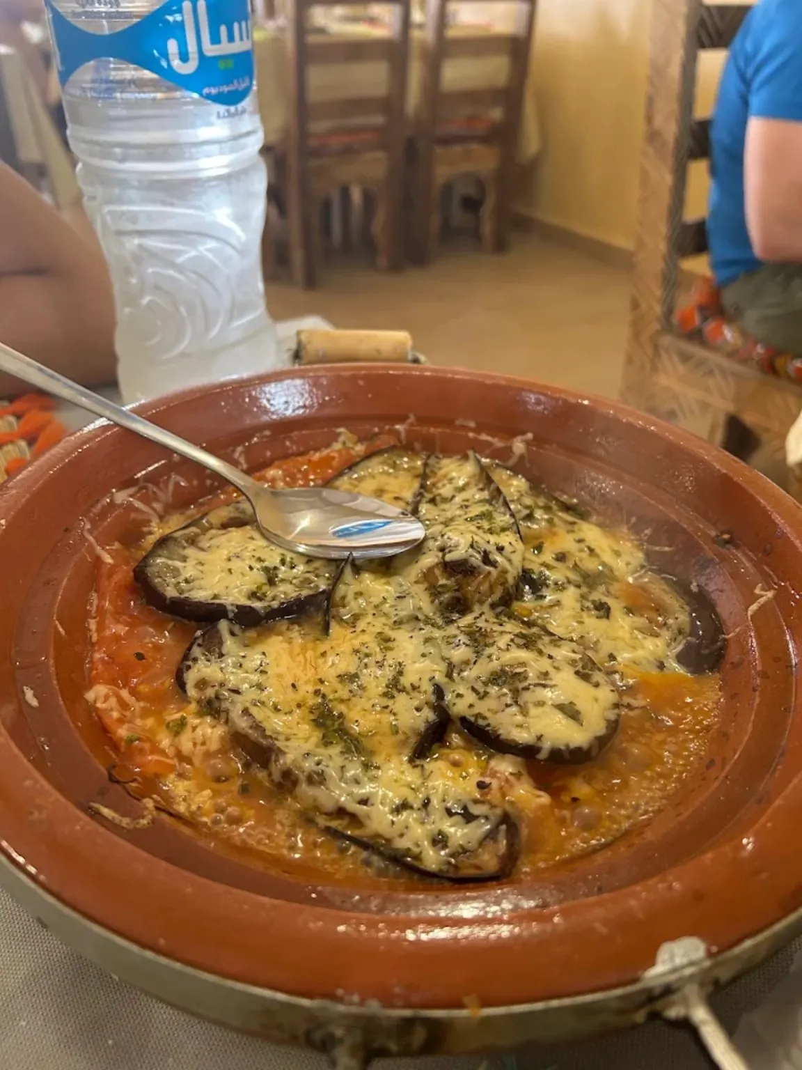 Aubergine tagine with cheese and herbs at Restaurant Africa Merzouga