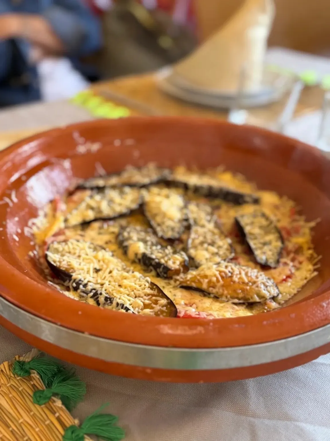Traditional earthenware tagine dish served at the restaurant
